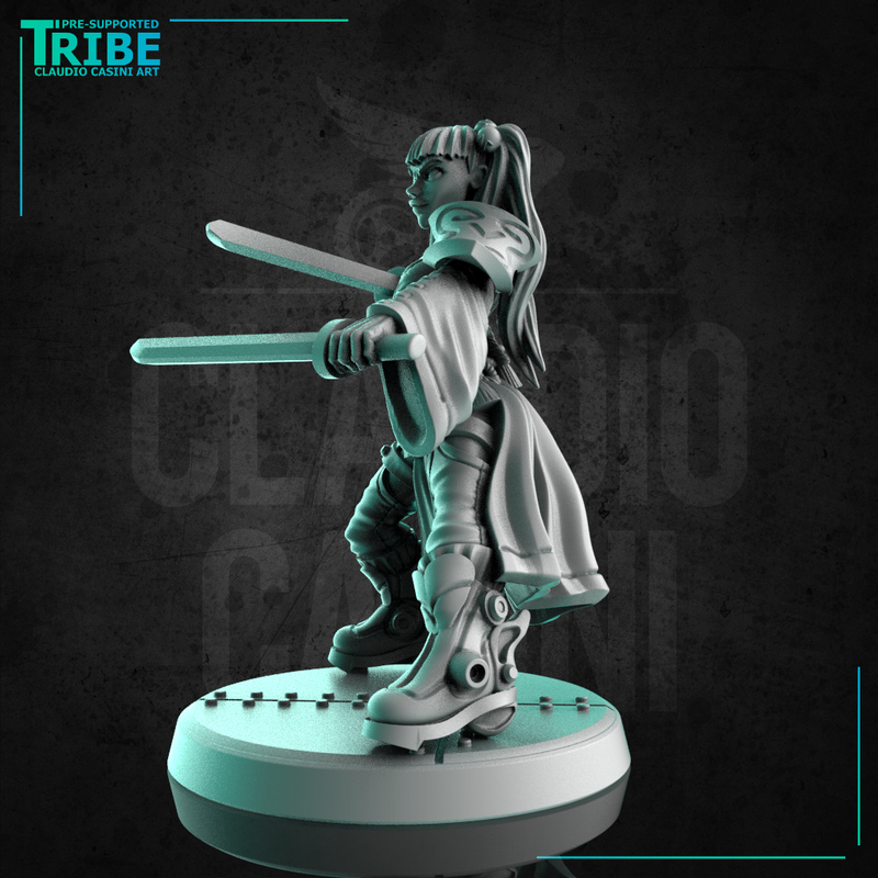 (0285) Female sci-fi ninja samurai warrior with a plasma swords - Only-Games