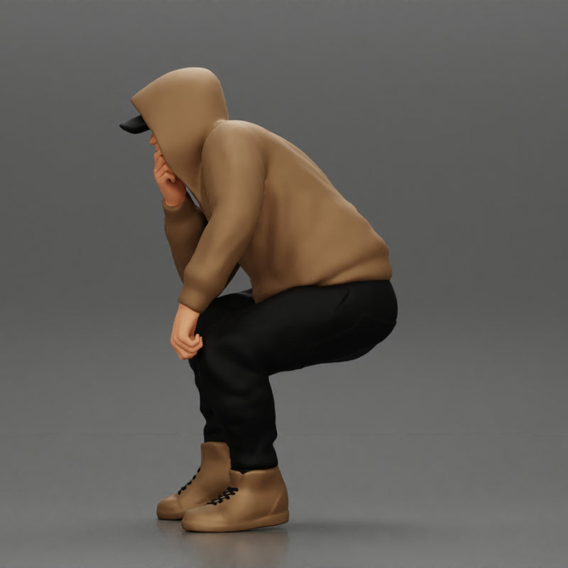 Young Gangster Man With Hoodie Sitting and thinking - Only-Games