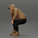 Young Gangster Man With Hoodie Sitting and thinking - Only-Games