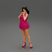 Beautiful woman standing and posing and in fashion summer dress - Only-Games