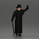 man in long coat, resembling a mafia boss walking - Only-Games