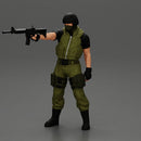 Military precision A man with tactical mastery, wearing a mask and holding a gun with one hand aimed at the enemy - Only-Games