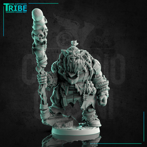 (0219) Male orc shaman cleric with a magic club - Only-Games