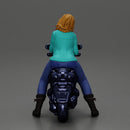 Girl sitting on a scooter, wearing an open jacket - Only-Games