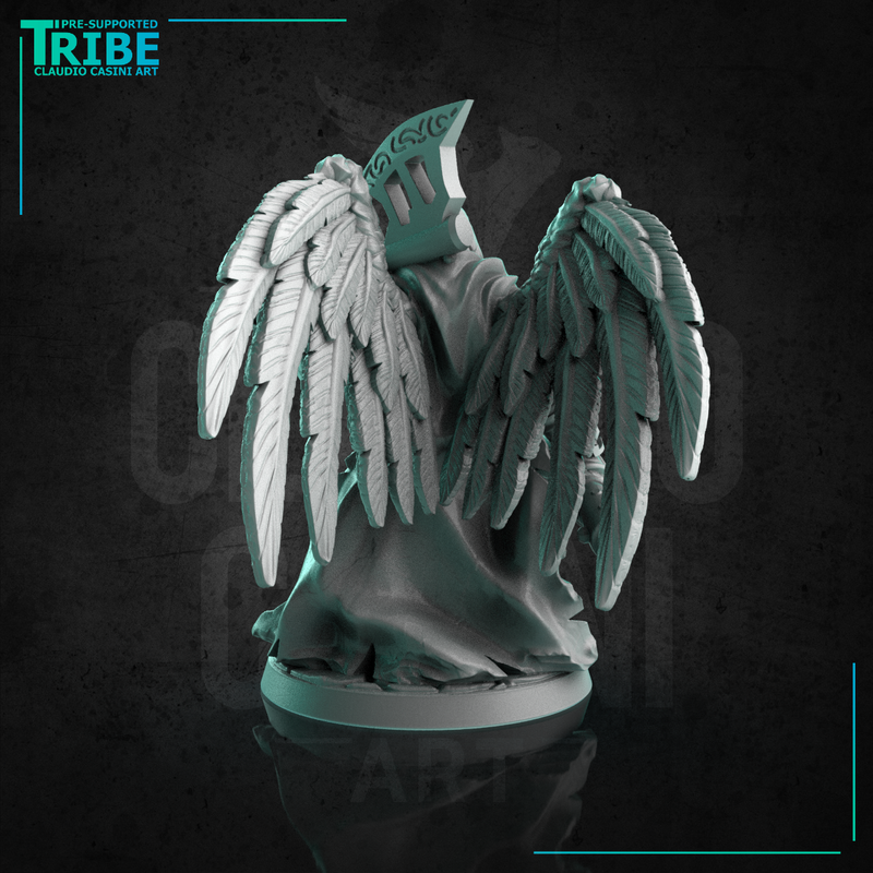 (0279) Male crow bird folk barbarian warrior with two axes