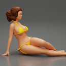 Sexy Woman Girl Sitting in Bikini on Beach - Only-Games