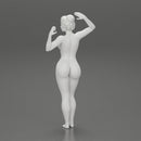 Naked girl posing and riding on the surfboard at the beach - Only-Games