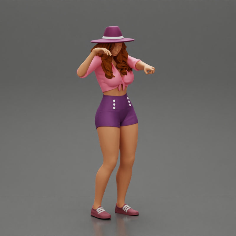 Travel woman in hat and short pointing her next destination using world map - Only-Games
