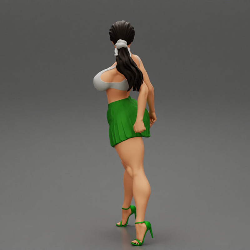 Sexy Woman with Beautiful Body Wearing Mini Skirt and Bra - Only-Games