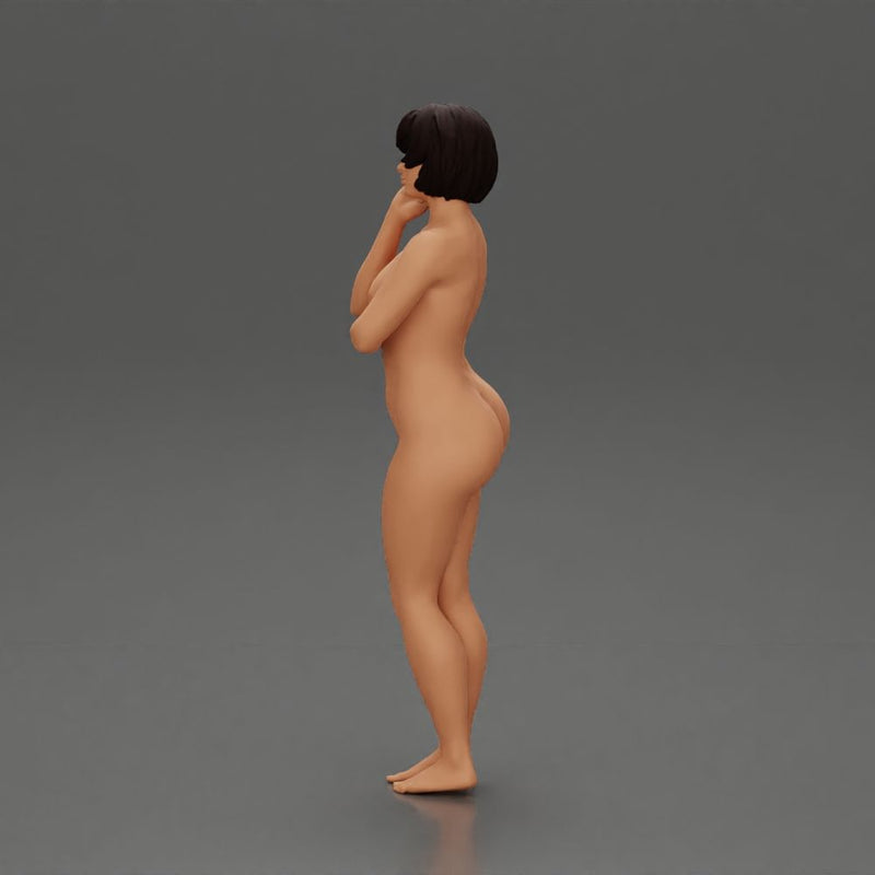 Naked girl with short hair posing