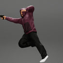 Gangster man in hoodie shooting gun leaning out the window of the car - Only-Games
