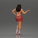 Elegant Woman in mini Dress with Gesturing Hand - Only-Games
