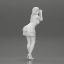 Attractive girl in dress robe Leaning Against car - Only-Games