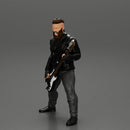 Rock man play white bass guitar in leather jacket  with long hair and beard - Only-Games