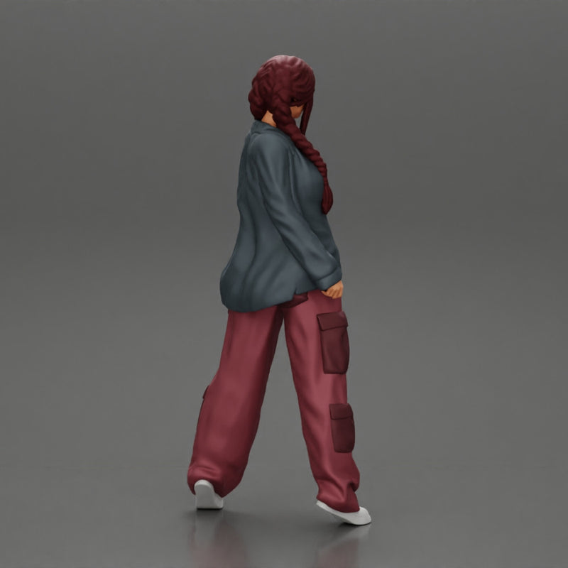 gangster homies lowrider girl posing in long open shirt with long pigtail - Only-Games