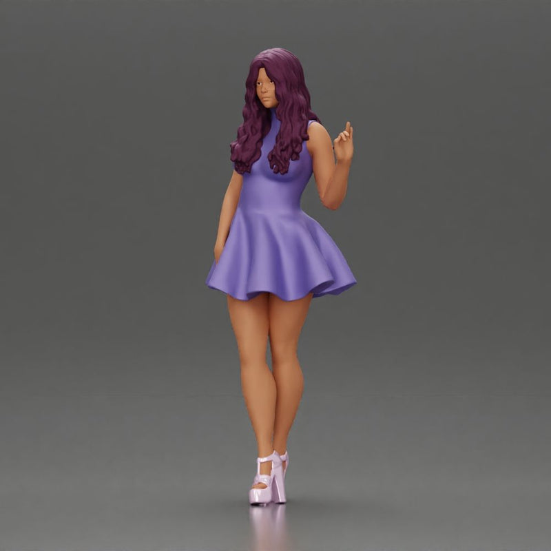 Woman in Flared Dress and Heels with long hair - Only-Games