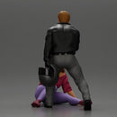 motorbike rider holding a helmet helps a biker girl, who fell off the bike, stand up - Only-Games