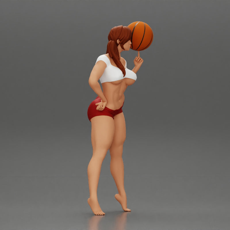 Sexy Young Sporty Girl Playing With the Ball on the Basketball - Only-Games