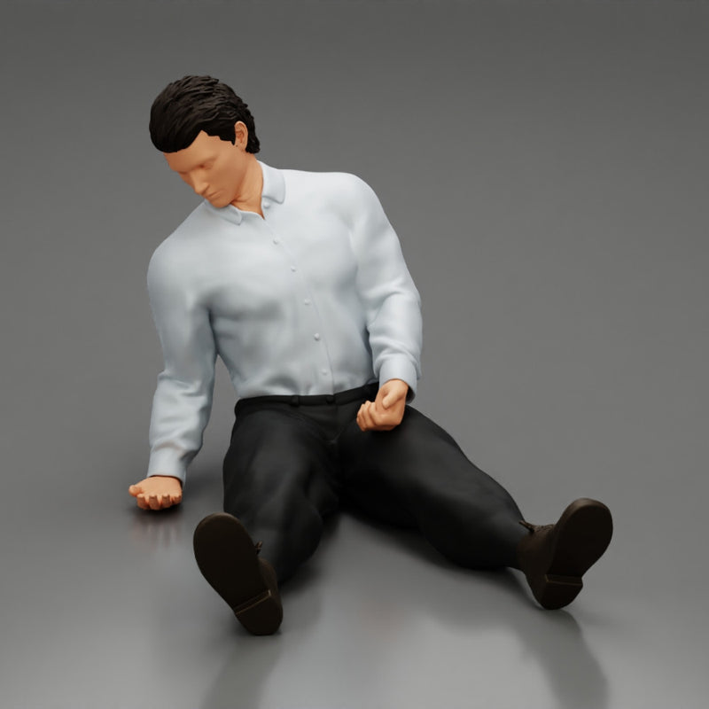 Accident of a male worker sitting on the floor with an injured - Only-Games