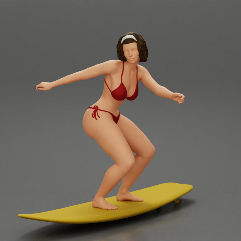 Sexy Girl in A Bikini Swimsuit Riding Wave on board - Only-Games