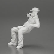 gagnster homie in beard and hat sitting holding lighter cigar while smoking - Only-Games