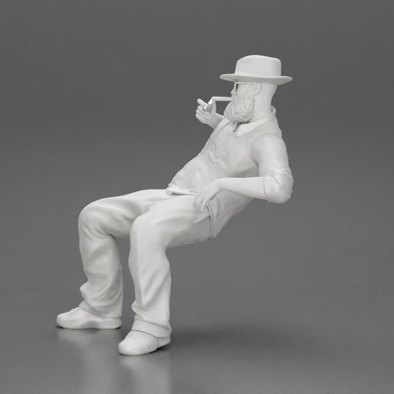 gagnster homie in beard and hat sitting holding lighter cigar while smoking - Only-Games