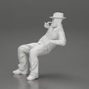 gagnster homie in beard and hat sitting holding lighter cigar while smoking - Only-Games