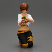 Repair woman sitting and holding a drill - Only-Games