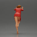 woman in an open long shirt and bikini, leaning with her hands against the wall - Only-Games