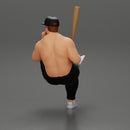 gangster man in a cap sitting holding a baseball bat and smoking - Only-Games