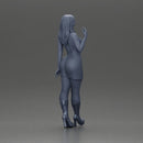 Stylish woman in black dress fishnet tights and boots - Only-Games