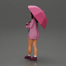Pretty Girl with an Umbrella in Open Sweater and shorts Posing and Standing - Only-Games