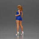 Elegant woman in dress posing confidently with playful charm - Only-Games