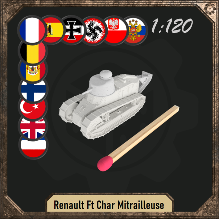 1/120 Renault Ft Char Mitrailleuse with casted turret