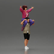 Man in shorts carrying girlfriend on shoulders girl being carried on the man's shoulders - Only-Games