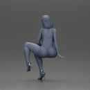 Casual elegance in red overalls and stylish silver heels - Only-Games