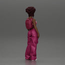 A hip-hop black girl in a bra and mini backpack wtih curly hair - Only-Games