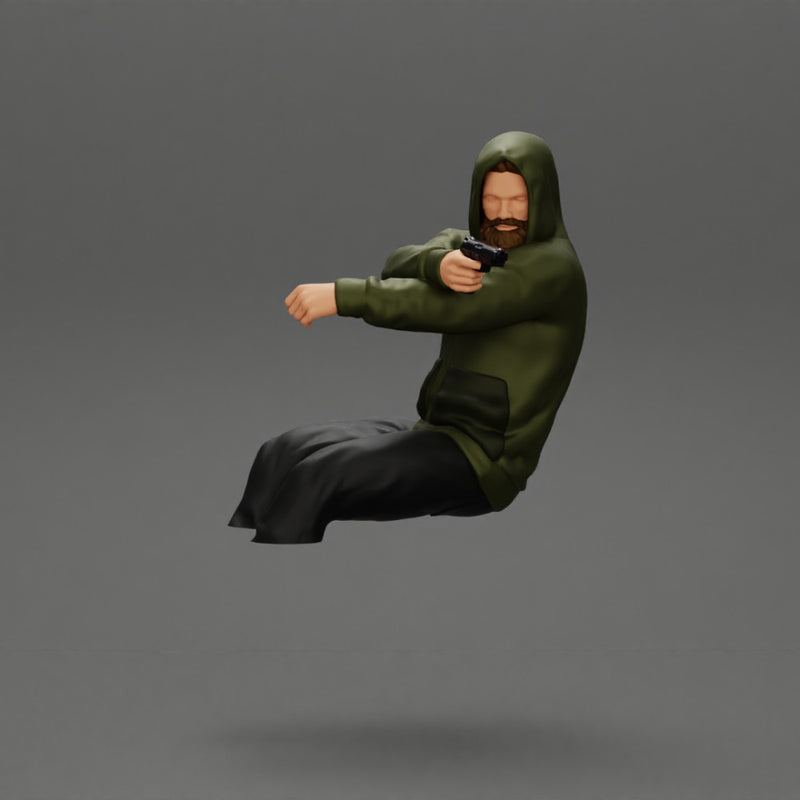 gangster in hoodie driving a car and holding gun - Only-Games