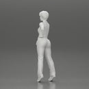 beautiful woman in polo shirt and pants with short hair - Only-Games