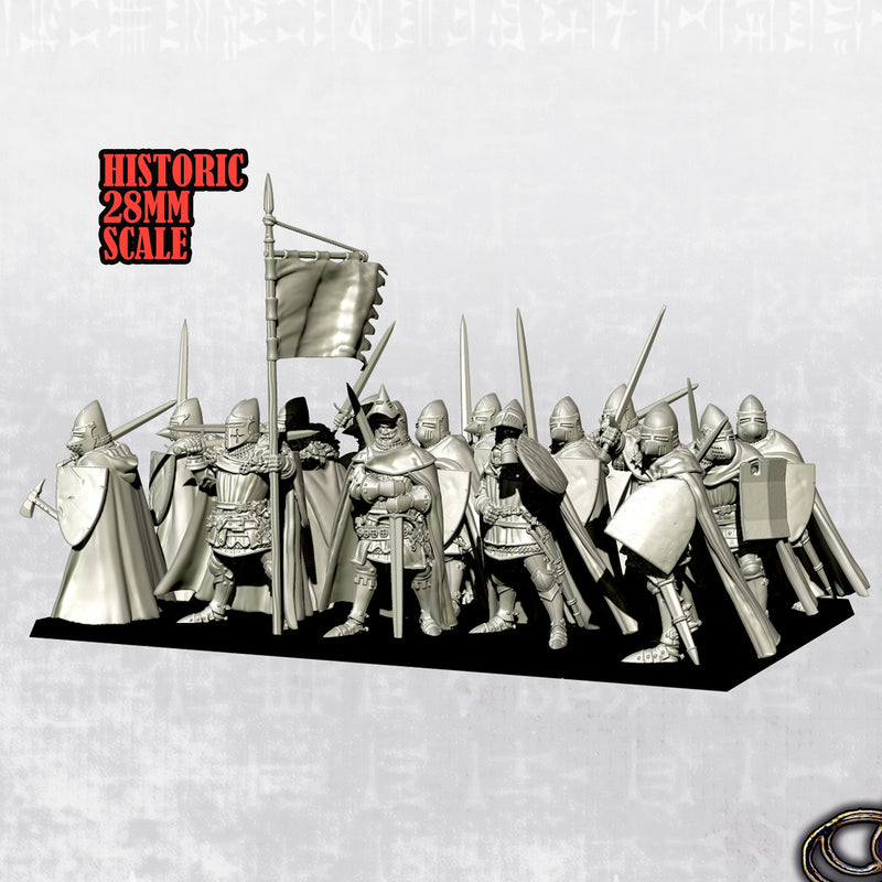 Late Crusader Knights on Foot - Complete Regiment - 28mm (Historic Scale) - Only-Games