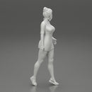 Sensual Girl walking in Denim Overall - Only-Games