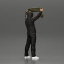 man in a hoodie supporting and holding a scarf - Only-Games