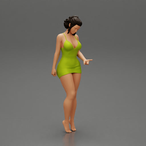 Sexy Girl standing in mini dress on the beach - Only-Games