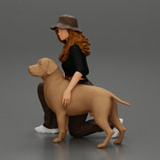 Chola Girl in hat sitting on knee hugging her dog - Only-Games