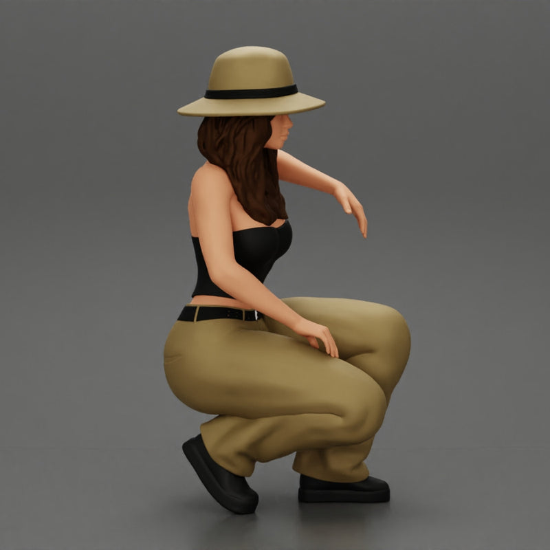gangster homie lowrider girl in hat sitting beside car - Only-Games