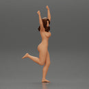 Naked happy girl Standing on One Leg - Only-Games