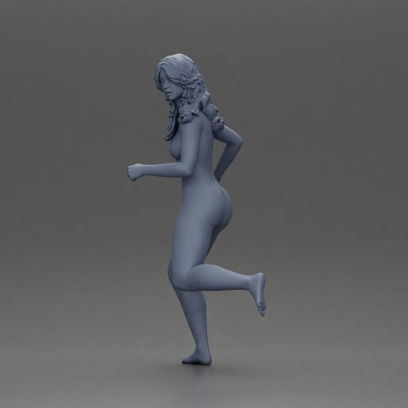 Naked Afraid woman running with a determined expression - Only-Games