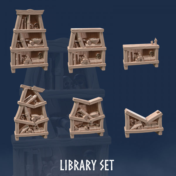 Library Set: Bookcases & Shelves (6 Models)