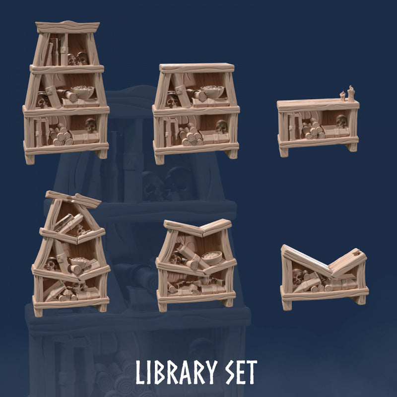 Library Set: Bookcases & Shelves (6 Models)