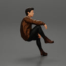 Handsome Young Man in Leather Jacket Looking Away while Sitting - Only-Games
